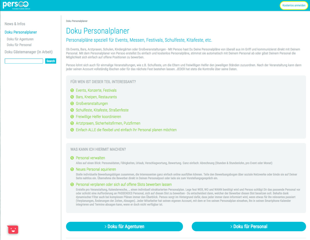 Neu: Persoo Dokumentation und Schnell-Einstieg Kurzer Einstieg oder ausführliche Details. Deine Entscheidung!