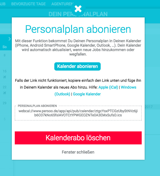 Personalplan in eigenen Kalender synchronisieren - 