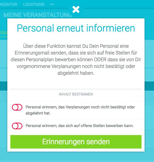 Personalaufforderungen neu senden (Bewerbung / Verplanung bestätigen) - 