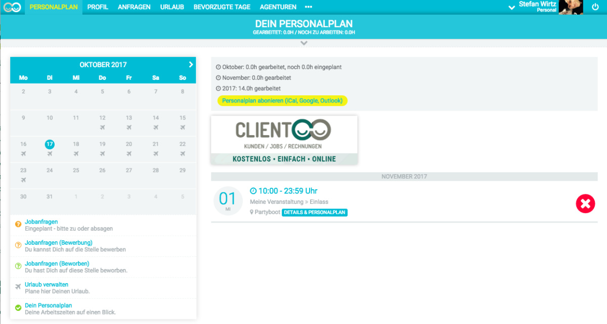 Personalplan bearbeiten / Job-Details ansehen - 