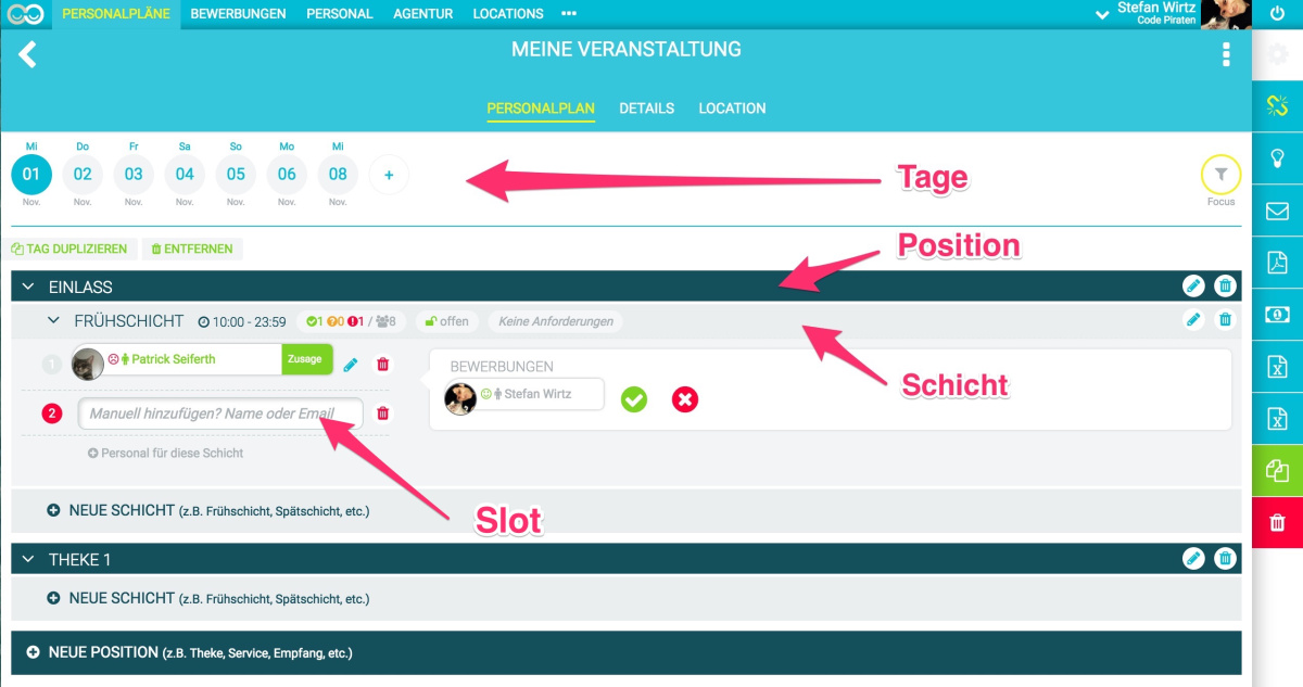 6. Personalpläne erstellen - Für Kalenderwochen, Monate, Events, Veranstaltungen, …