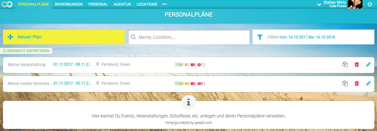 Personalpläne bearbeiten, duplizieren, löschen und neu anlegen - 