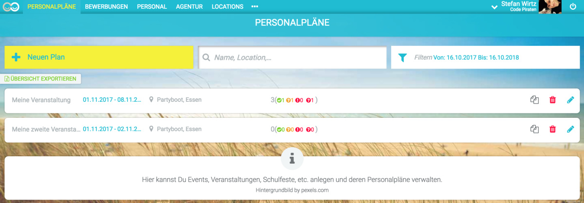 Personalpläne bearbeiten, duplizieren, löschen und neu anlegen - 